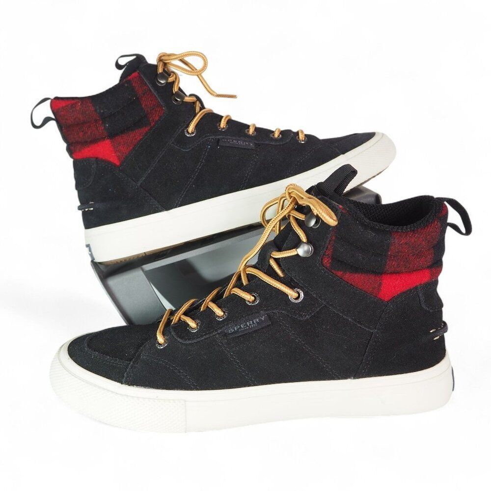 Sperry Striper Storm Hiker Black Suede Checkered Buffalo Red STS23799 Men's 7.5